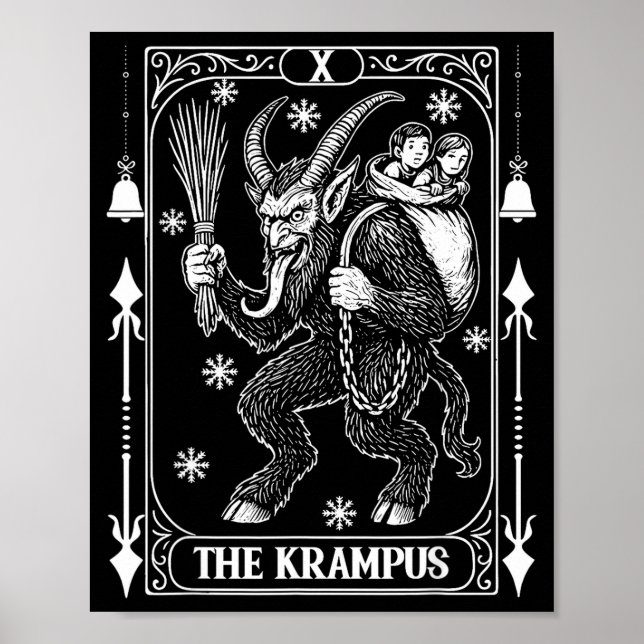 Póster Krampus Tarot Card Design Christmas Season Evil Pa (Frente)