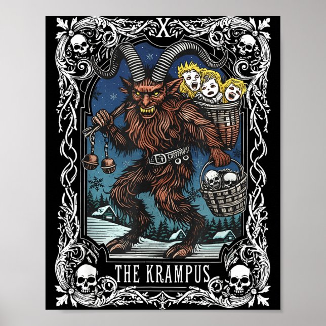 Póster Krampus Tarot Card Design Christmas Season Evil Pa (Frente)