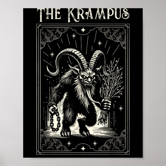 Póster Krampus Tarot Card Design Christmas Season Evil Pa (Frente)