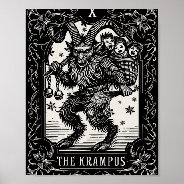 Póster Krampus Tarot Card Design Christmas Season Evil Pa (Frente)