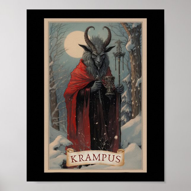 Póster Krampus Tarot Card Diseño Navidad (Frente)