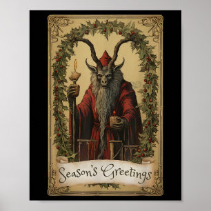 Póster Krampus Tarot Navidades de diseño de tarjetas Seas