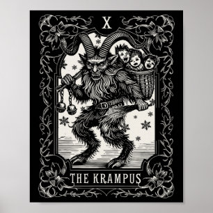 Póster Krampus Tarot Navidades de diseño de tarjetas Seas