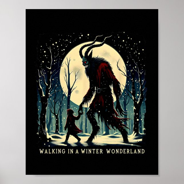 Póster Krampus Vacaciones De Invierno Oscuras Caminando E (Frente)