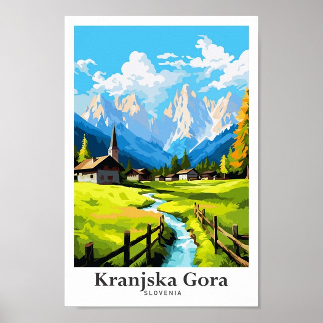 Póster Kranjska Gora Eslovenia Ilustracion de turismo (Frente)