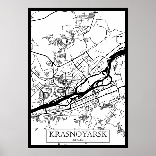 Póster Krasnoyarsk Russia City Map (Frente)