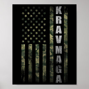 Póster Krav Mega Usa Camuflaje Bandera Americana Fan Vint