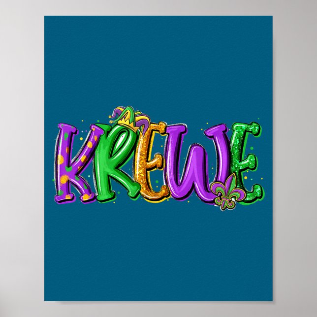 Póster Krewe Fleur De Lis Mardi Gras For Men Women Kids B (Frente)