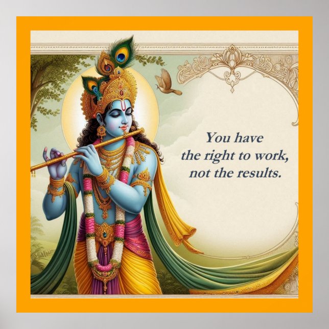 Póster Krishna Gita Cita Arte: Motivación espiritual (Frente)