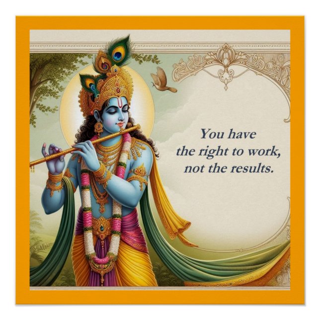 Póster Krishna Gita Cita Arte: Motivación espiritual (Anverso)