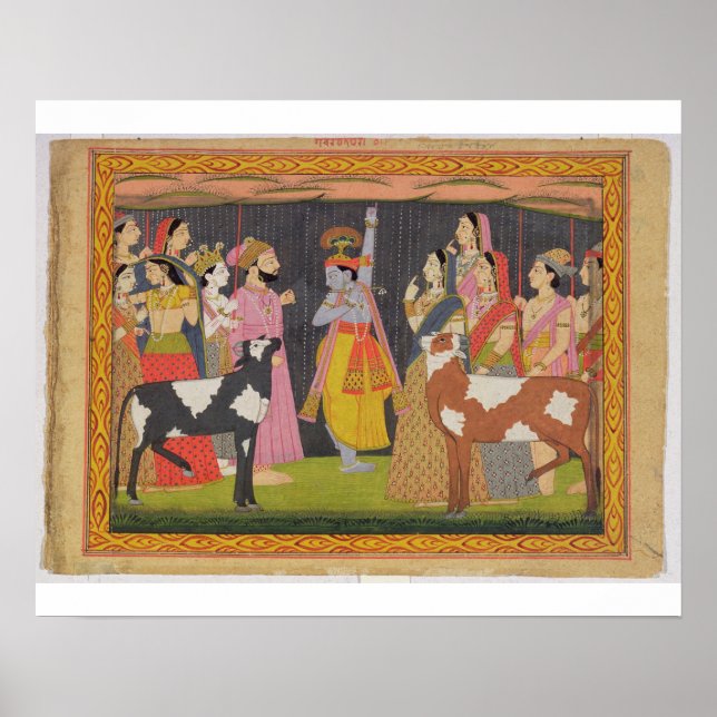 Póster Krishna levantando el Monte Govardhana, desde el ' (Frente)