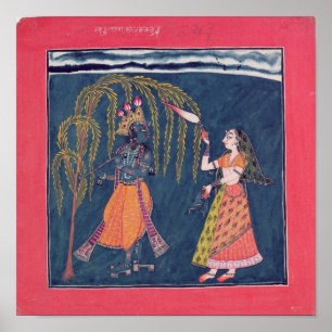 Póster Krishna que toca una flauta, del 'Vahula