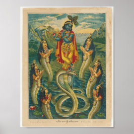 Póster Krishna sometiendo a Kaliya