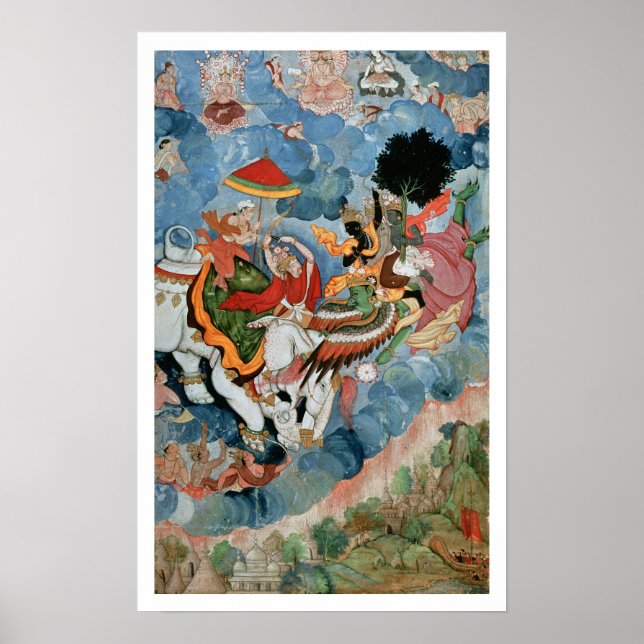 Póster Krishna's combat with Indra, c.1590 (Frente)