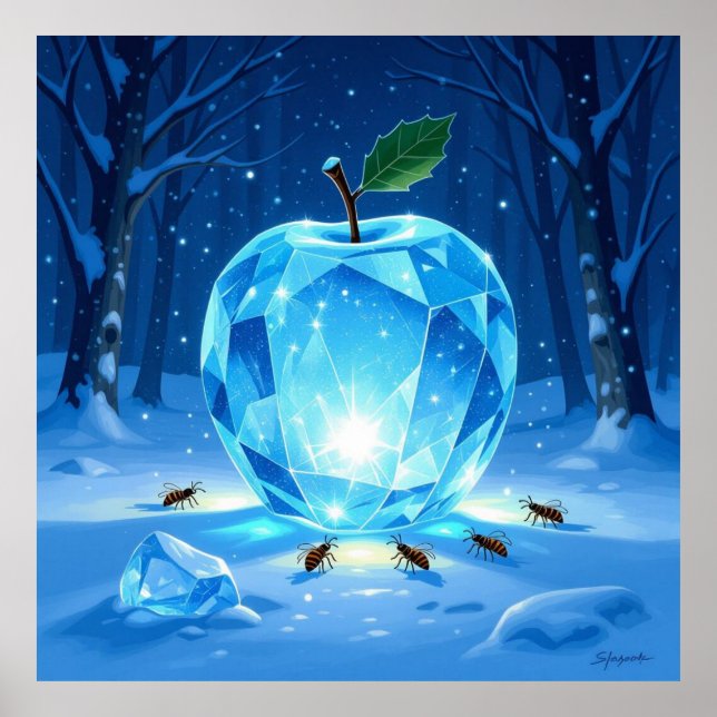 Póster „Kristallapfel im Glühwürmchenwinter“ (Frente)