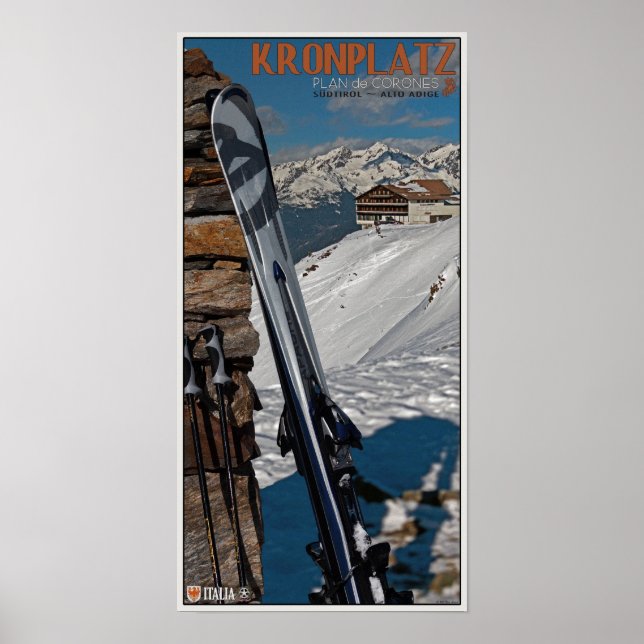 Póster Kronplatz - Skis en Cairn (Frente)