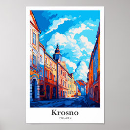 Póster Krosno Polonia Ilustracion de Viajes Vintage