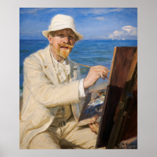 Póster Kroyer - Autorretrato en la playa de Skagen
