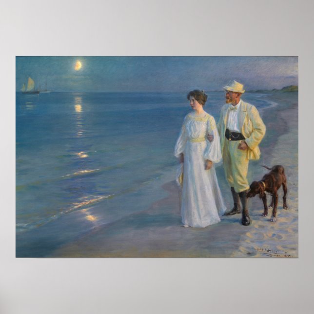 Póster Kroyer - El artista y su esposa en la playa (Frente)