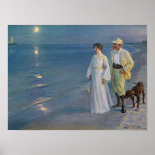 Póster Kroyer - El artista y su esposa en la playa