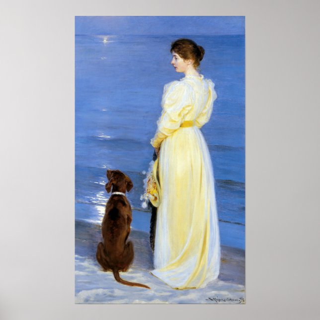 Póster Kroyer - Esposa y perro del artista cerca de la co (Frente)