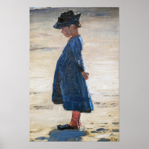 Póster Kroyer - Niña de pie en la playa de Skagen
