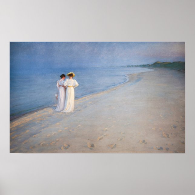 Póster Kroyer - Noche de verano en la playa de Skagen (Frente)