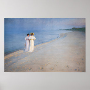 Póster Kroyer - Noche de verano en la playa de Skagen