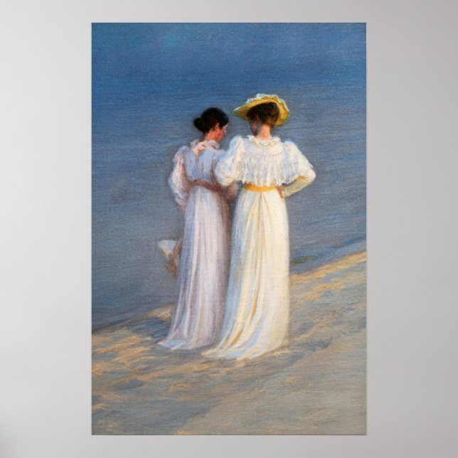 Póster Kroyer - Noche de verano en Skagen Beach Closeup (Frente)
