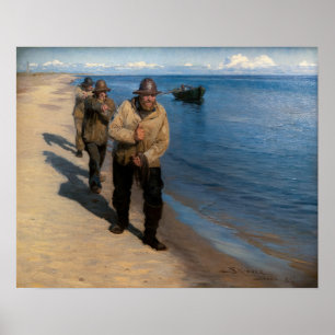 Póster Kroyer - Three Fishermen Pulling a Boat