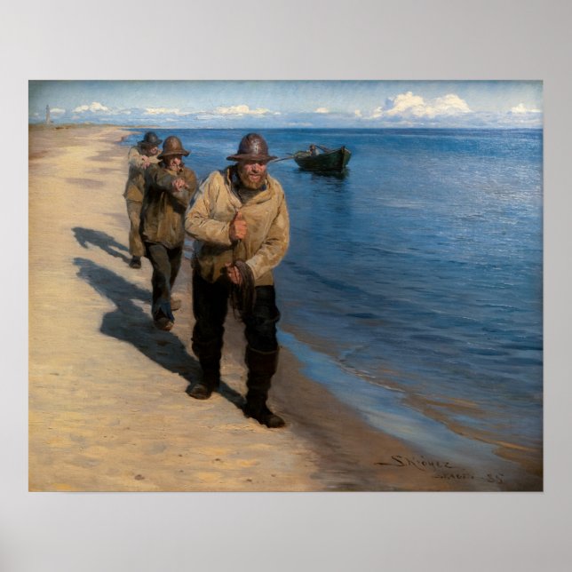 Póster Kroyer - Three Fishermen Pulling a Boat (Frente)