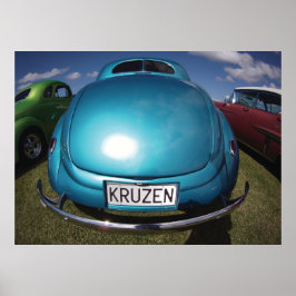 Póster KRUZEN Blue Classic Car wideangle