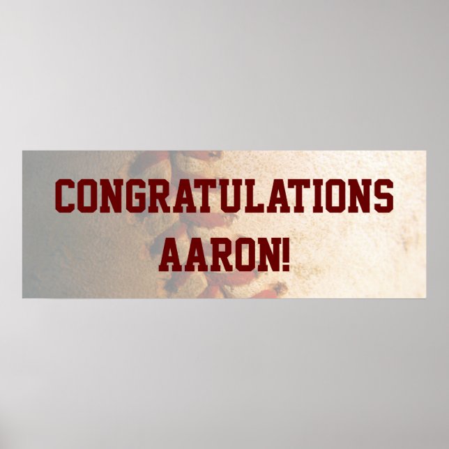 Póster KRW Baseball Bar Mitzvah Congratulations Banner (Frente)