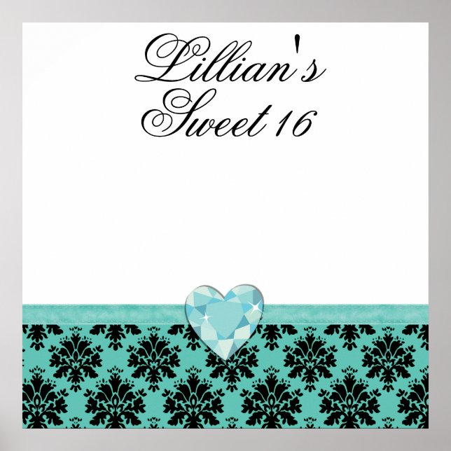 Póster KRW Blue Jewel Heart Sweet 16 Autograph Poster (Frente)