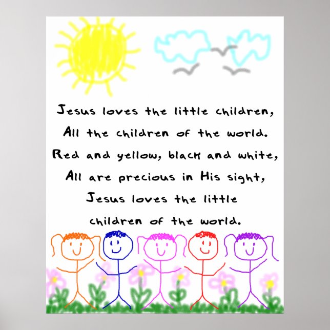Póster KRW Jesús ama a los niños pequeños (Frente)