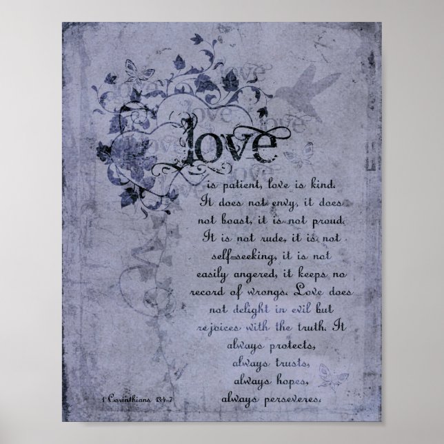 Póster KRW Love is Patient Corinthians Bible Quote Poster (Frente)