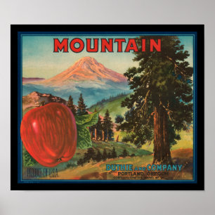 Póster KRW Vintage Mountain Apples Fruit Crate Label