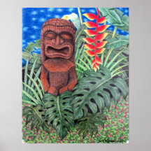 Ku Tiki Hawai Dios de guerra Poster de la jungla