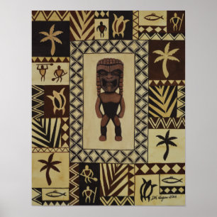 Póster Ku Tiki Hawai Dios de guerra Poster de los glifos