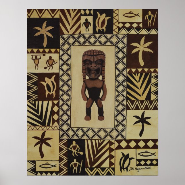 Póster Ku Tiki Hawai Dios de guerra Poster de los glifos  (Frente)