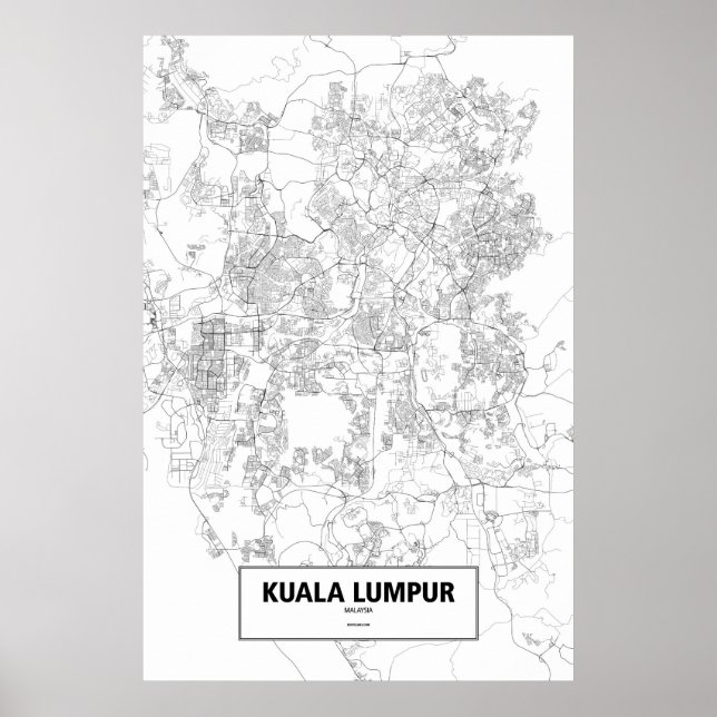 Póster Kuala Lumpur, Malasia (negro sobre blanco) (Frente)
