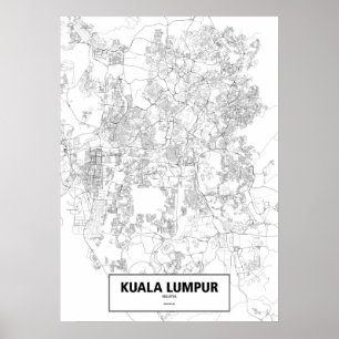 Póster Kuala Lumpur, Malasia (negro sobre blanco, persona