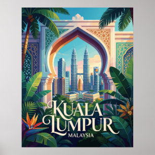 Póster Kuala Lumpur Malasia Torres Petronas Viaje