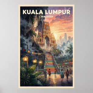 Póster Kuala Lumpur Malasia Viajes Vintage