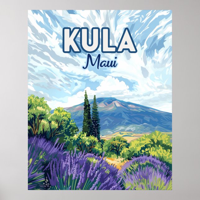 Póster Kula Maui Haleakala Hawaii Lavender Retro (Frente)
