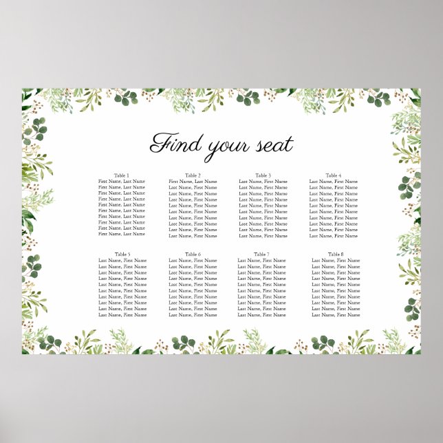 Póster Kundenspezifisch Elegante Blumen Weiss Grün (Frente)