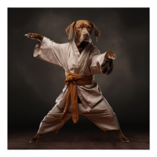 Póster Kung Fu Brown Puntero artes marciales de perro bru