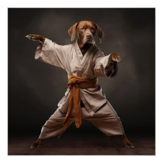 Póster Kung Fu Brown Puntero artes marciales de perro bru
