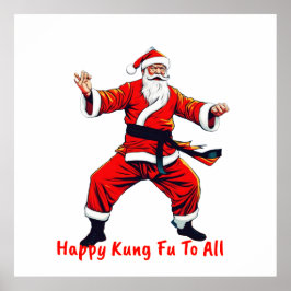 Póster Kung Fu luchando contra Santa