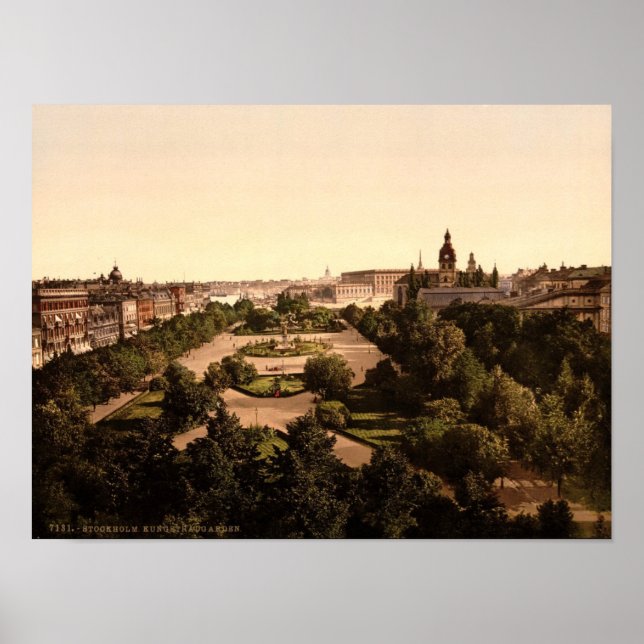 Póster Kungstradgarden, Estocolmo, Suecia, Vintage (Frente)